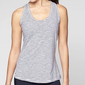 Athleta XL Navy Heather and White Stripe Chi Tank Top Women’s Extra Large EUC